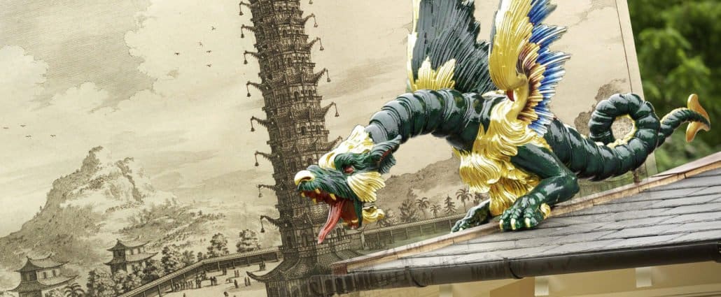 les dragons de la pagode du jardin botanique royal de londres, ont retrouvé la vie grâce aux techniques de scan 3D et d'impression 3D