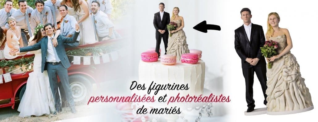 la photogrammétrie permet de créer des modèles en 3d, et une fois imprimés ceux-ci deviennent des figurines personnalisées pour mariage d'une extrême qalité
