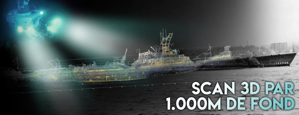 un scan 3d de sous marin a été réalisé par une équipe d'ingénieurs à 1000m de profondeur sur l'USS Grunion