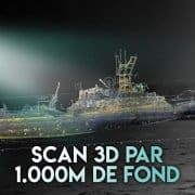 l' USS Grunion a été retrouvé au fond de l'océan et est modélisé grâce au scan 3D